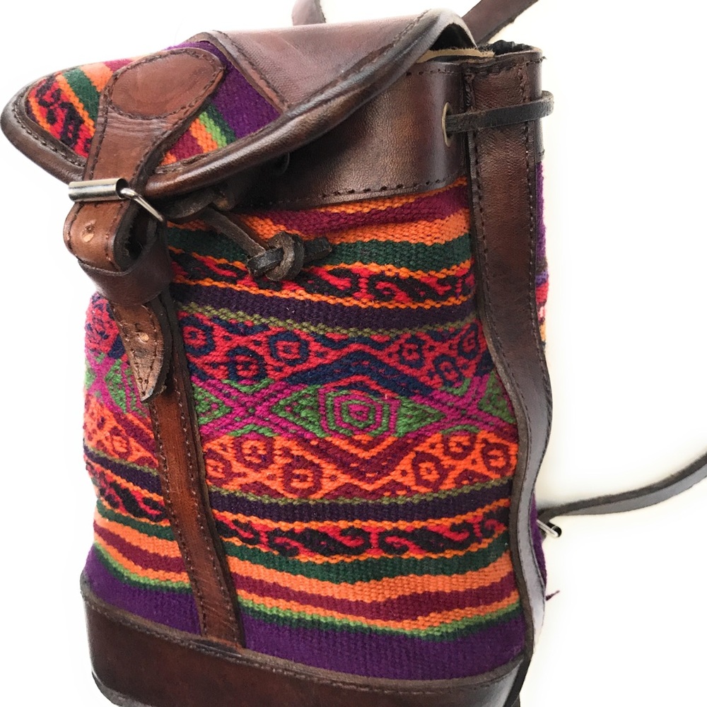Mini Peruvian Leather And Wool Backpack. - image 3